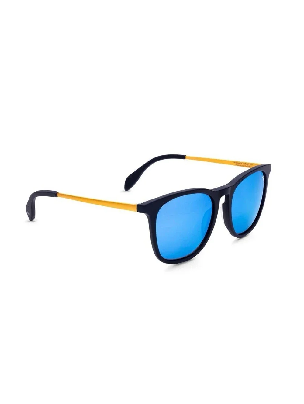 William Painter The Oasis Polarized Titanium Sunglasses Black Gold Blue Mirror